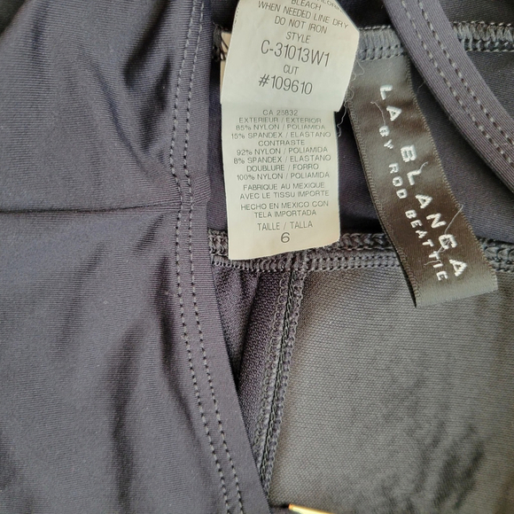 La Blanca by Rod Beattie Shirred One Piece Swimsuit Size 6 Black Excellent Cond. - Picture 7 of 8